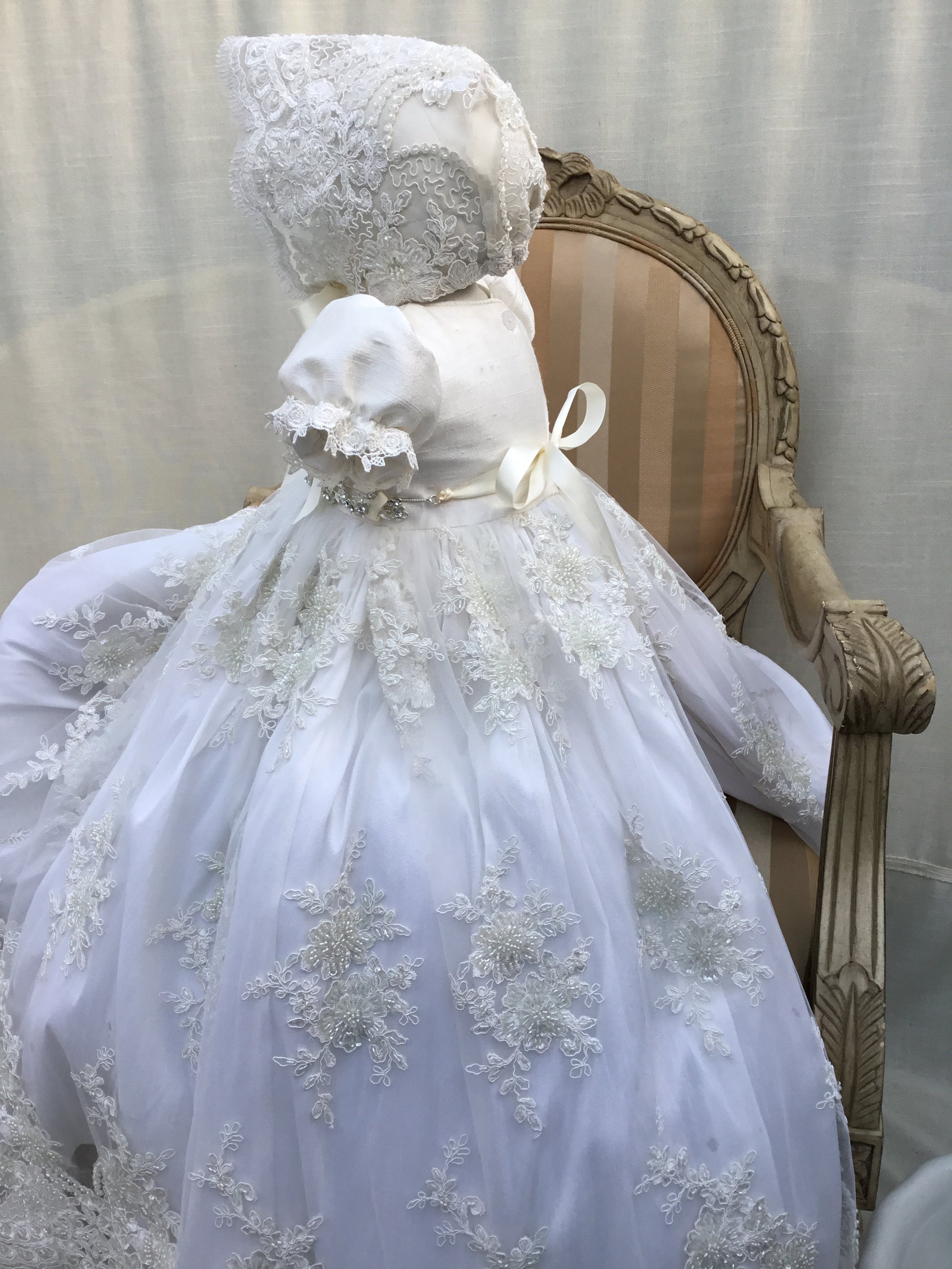 Lace Newborn Girl Layette Gowns Long Sleeve Baby Christening Dress