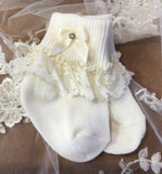Emma Heirloom Christening Gown – Hand-Beaded Corded Lace with Bonnet