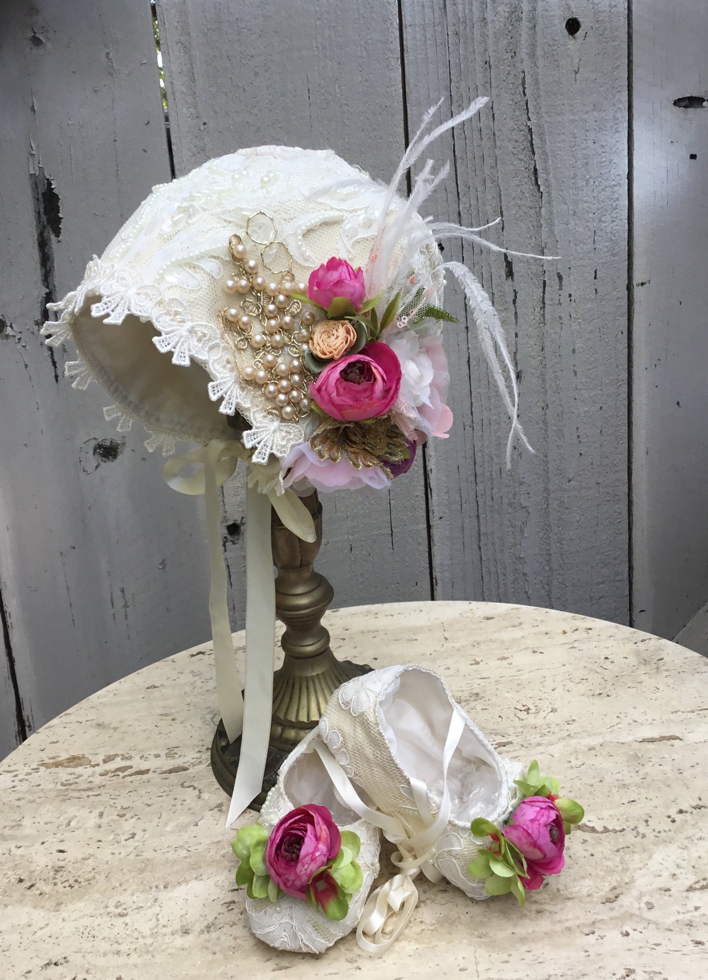Lace Bonnet / Baby Photo prop -Amalia