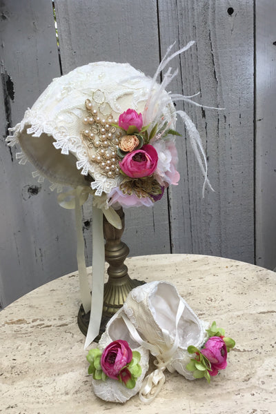 Lace Bonnet / Baby Photo prop -Amalia