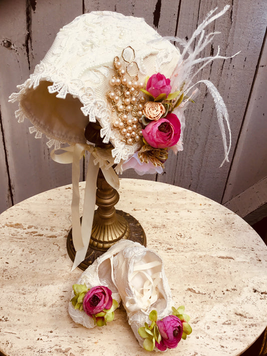 Lace Bonnet / Baby Photo prop -Amalia