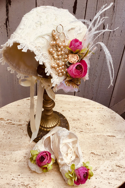 Lace Bonnet / Baby Photo prop -Amalia