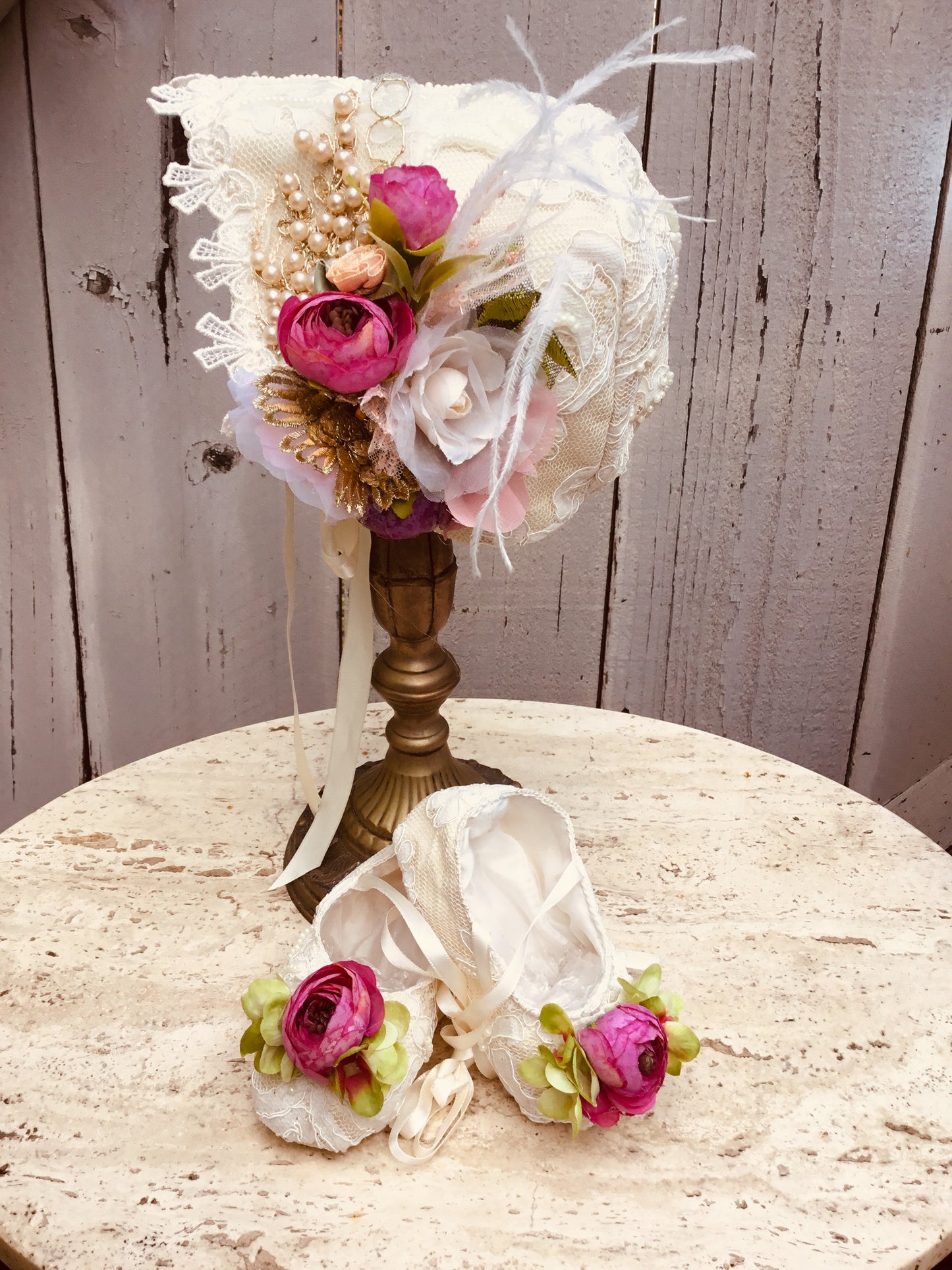 Lace Bonnet / Baby Photo prop -Amalia